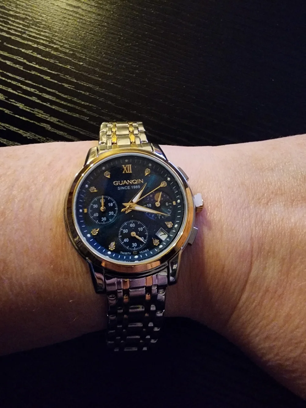 Men's Two-Tone Stainless Steel Watch with Blue Dial